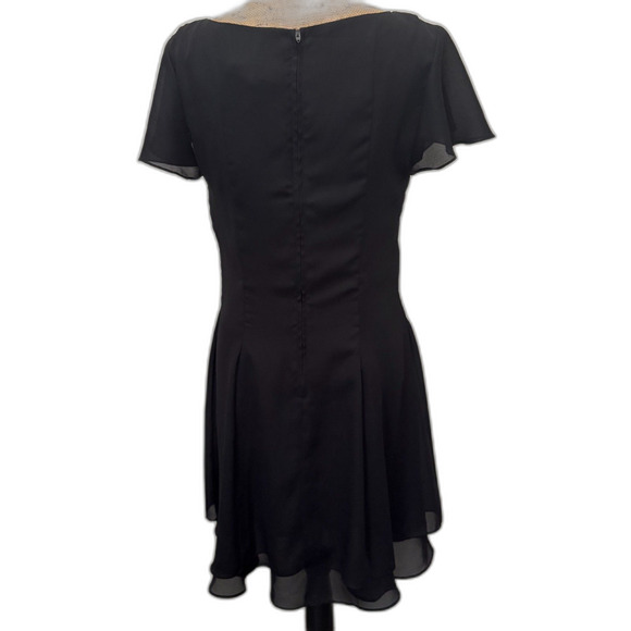 Vintage 90s Onyx Nite Little Black Dress Mini Fit & Flare Classic Hoco Size 10 - Picture 4 of 6